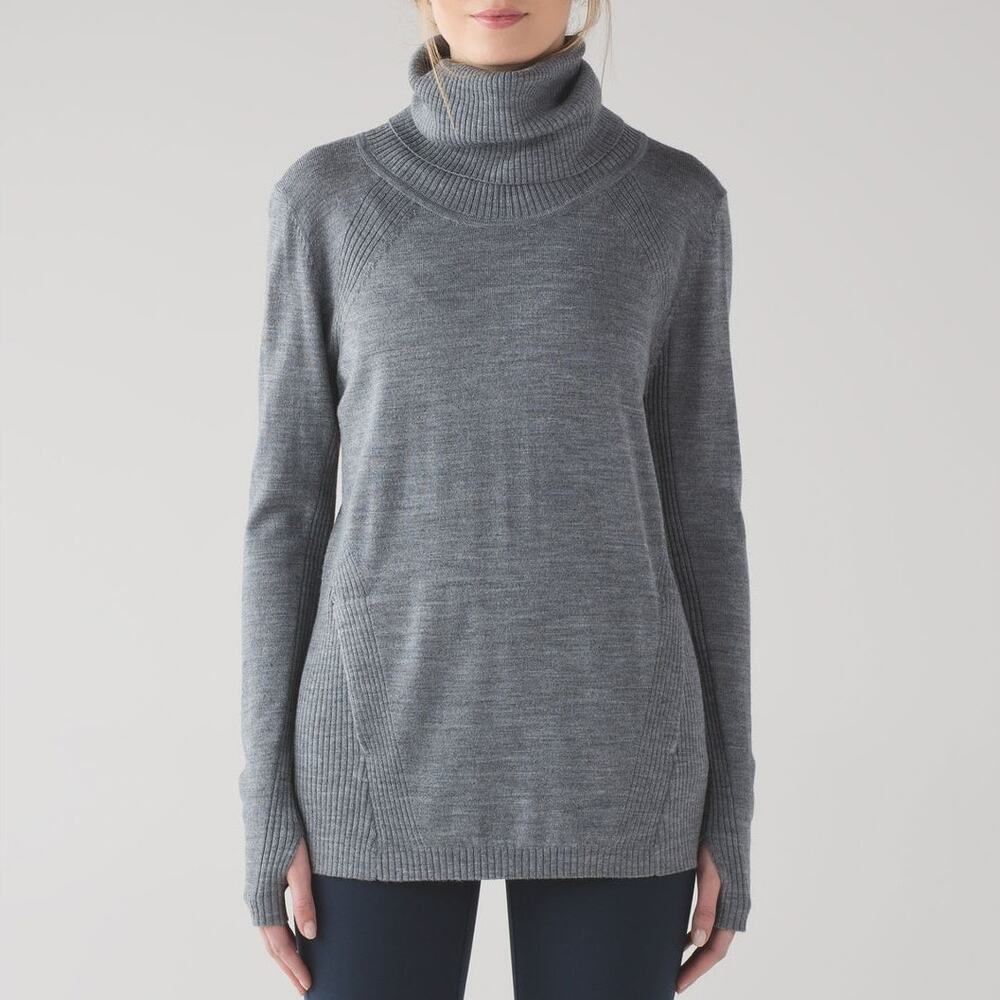 Lululemon Sweat And Savasana Sweater Heathered Medium Grey Merino Wool Cashfeel